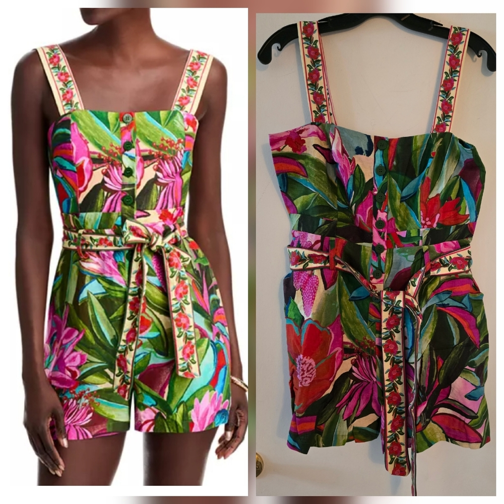 Farm Rio Linen Blend Romper